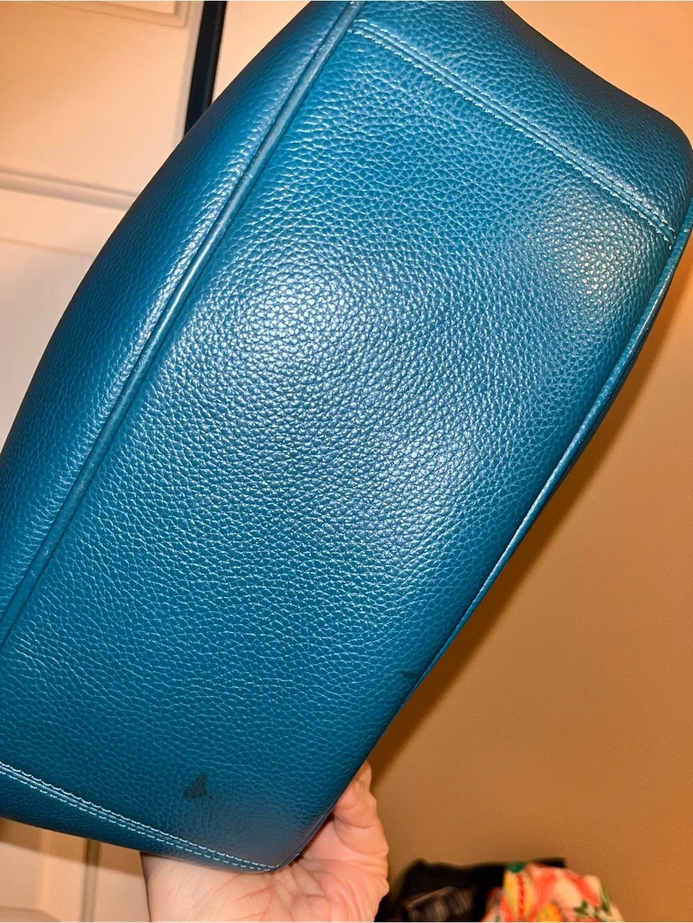 Coach Teal Pebble Leather Hobo with Gold Hardware